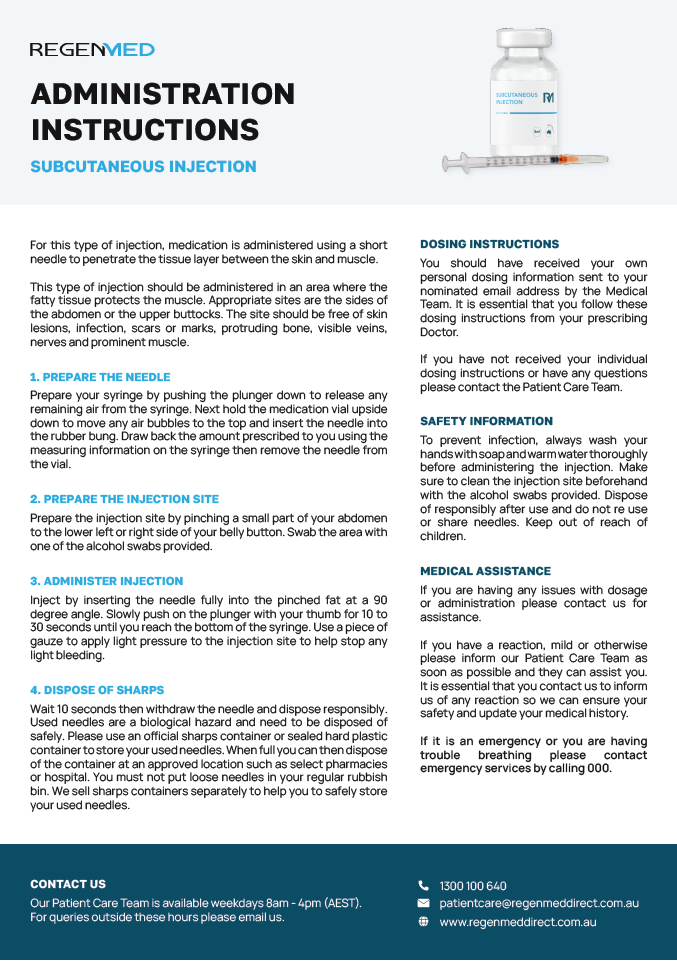 Subcutaneous Injection Patient Brochure.pdf Subcutaneous Injection – RegenMed Direct